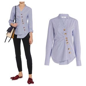 Tibi Jones Asymmetrical Striped Shirt